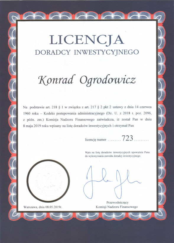 Licencja DI Konrad Ogrodowicz